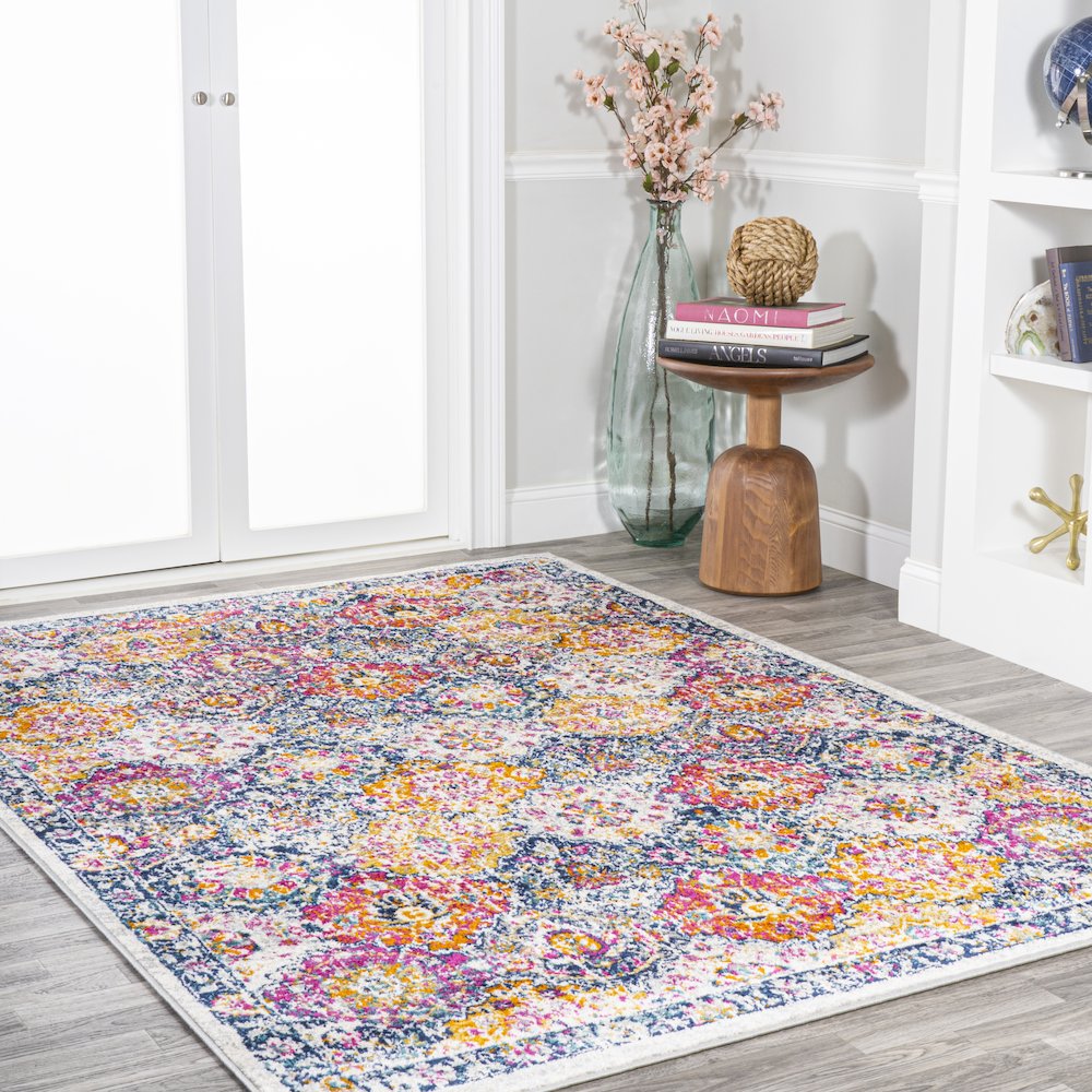 Modern Persian Boho Vintage Trellis Area Rug. Picture 5