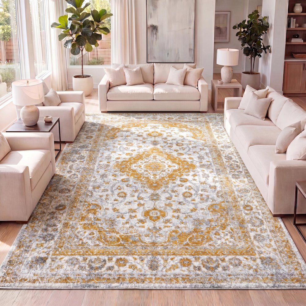 Indhira Ornate Medallion Persian Area Rug. Picture 13