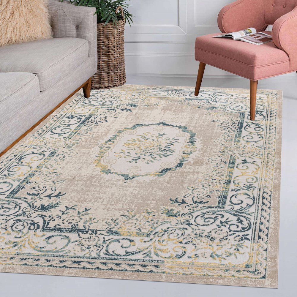 Rosalia Cottage Medallion Area Rug. Picture 10