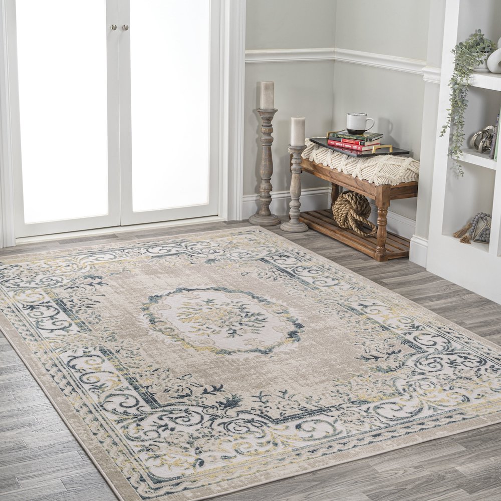 Rosalia Cottage Medallion Area Rug. Picture 5