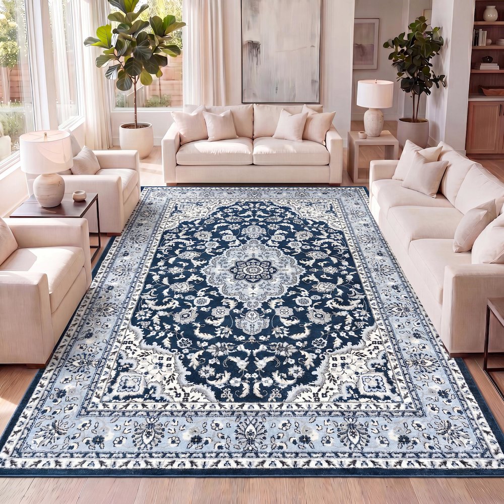 Palmette Modern Persian Floral Area Rug. Picture 12