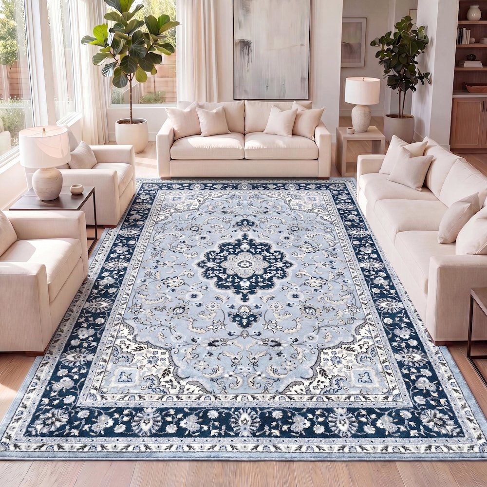 Palmette Modern Persian Floral Area Rug. Picture 12