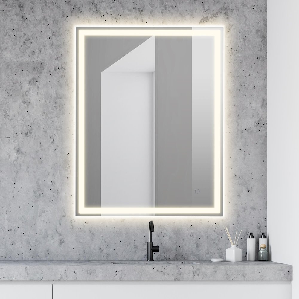 Anti-Fog Aluminum Frontback Lit Tri Color Led Bathroom Vanity Mirror. Picture 4