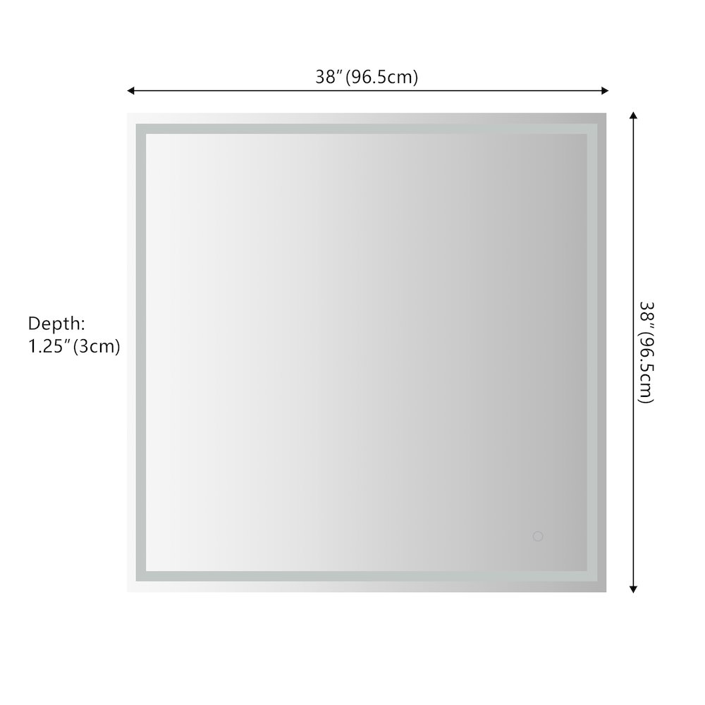 Pax Large Square Frameless Antifog Front/Back-Lit Wall Bathroom Vanity Mirror. Picture 8