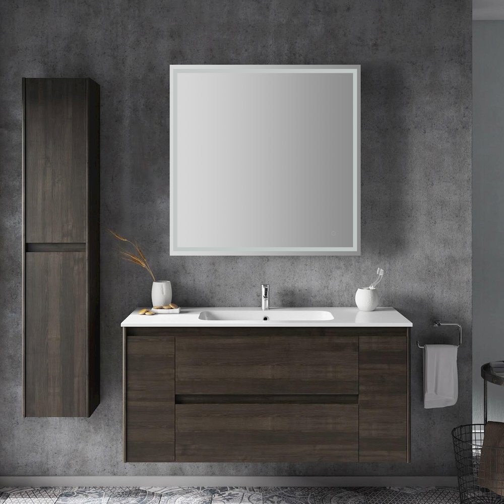 Pax Large Square Frameless Antifog Front/Back-Lit Wall Bathroom Vanity Mirror. Picture 2