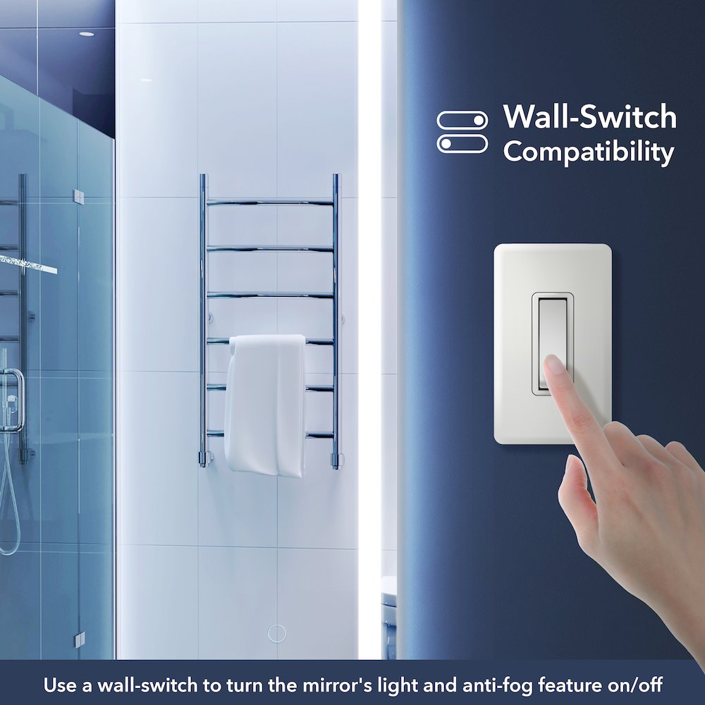 Pax Large Square Frameless Antifog Front/Back-Lit Wall Bathroom Vanity Mirror. Picture 7