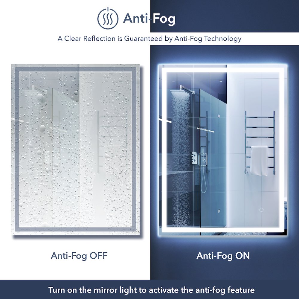 Antifog Front/Back-Lit Wall Bathroom Vanity Mirror. Picture 3