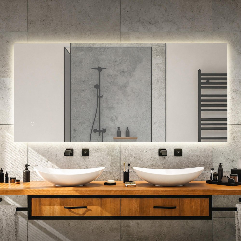 Anti-Fog Aluminum Back Lit Tri Color Led Bathroom Vanity Mirror. Picture 4