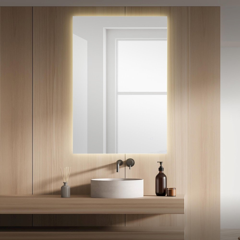 Anti-Fog Aluminum Back Lit Tri Color Led Bathroom Vanity Mirror. Picture 4