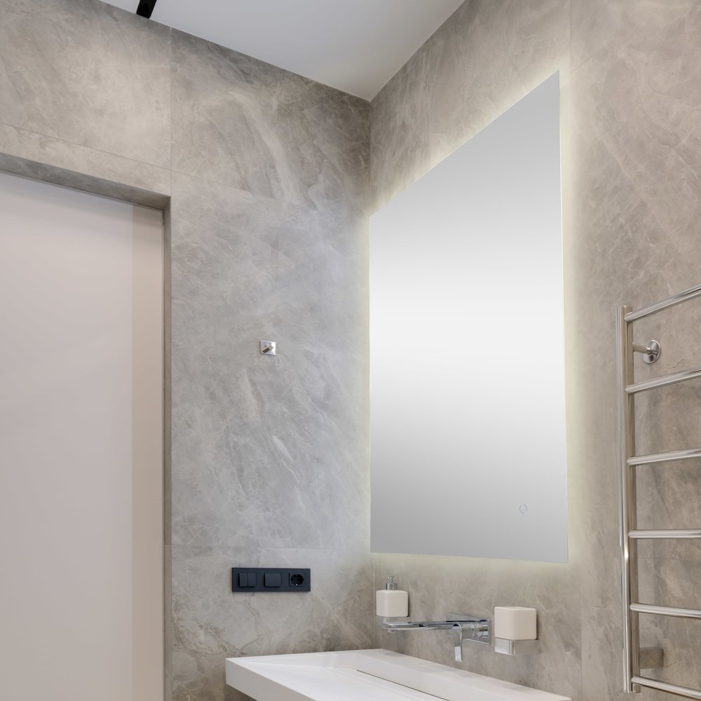 Anti-Fog Aluminum Back Lit Tri Color Led Bathroom Vanity Mirror. Picture 8