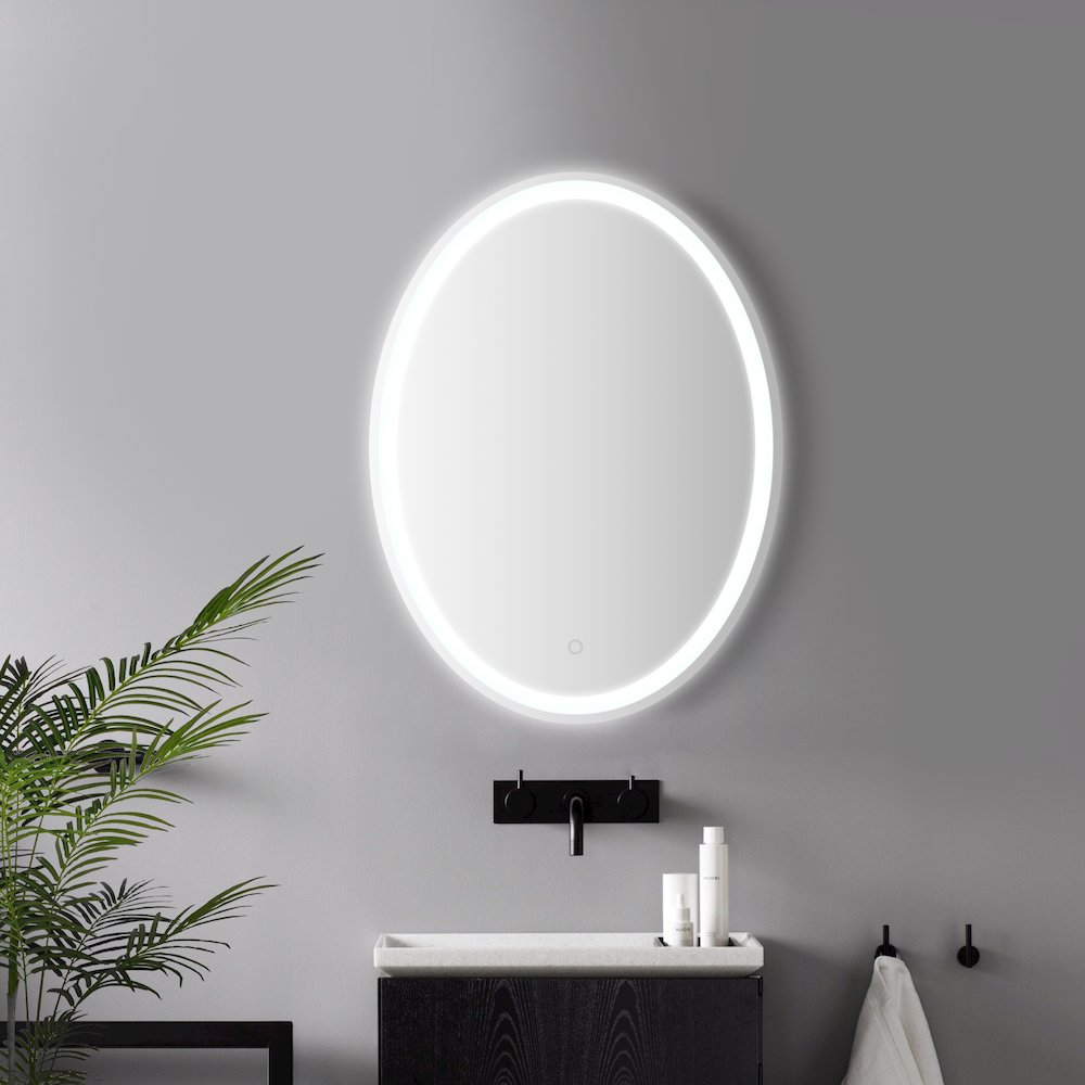 Antifog Front/Back-Lit Tri-Color Bathroom Vanity Mirror. Picture 1