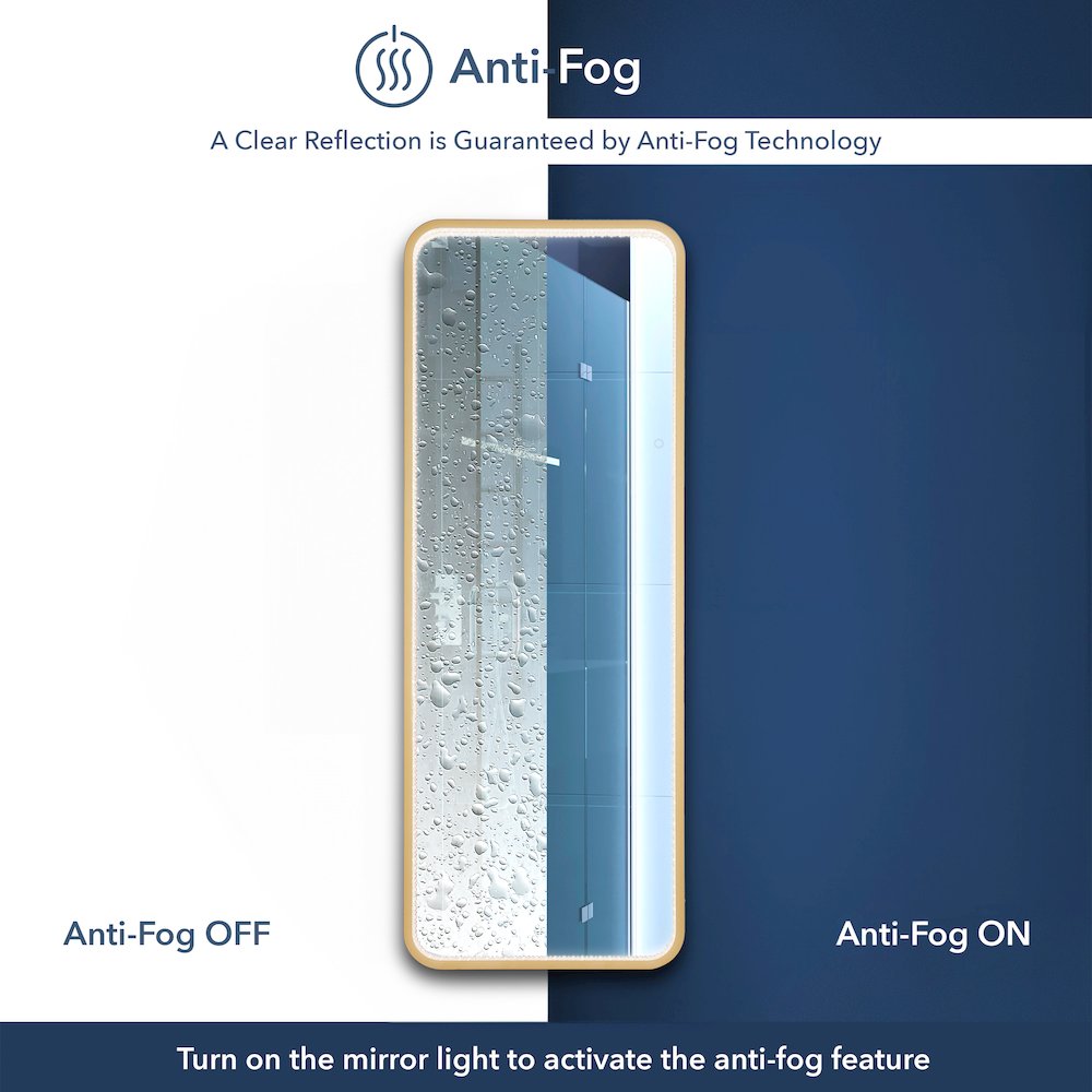 Metal Framed Antifog Front-Lit Tri-Color Wall Or Floor Full-Length Mirror. Picture 5
