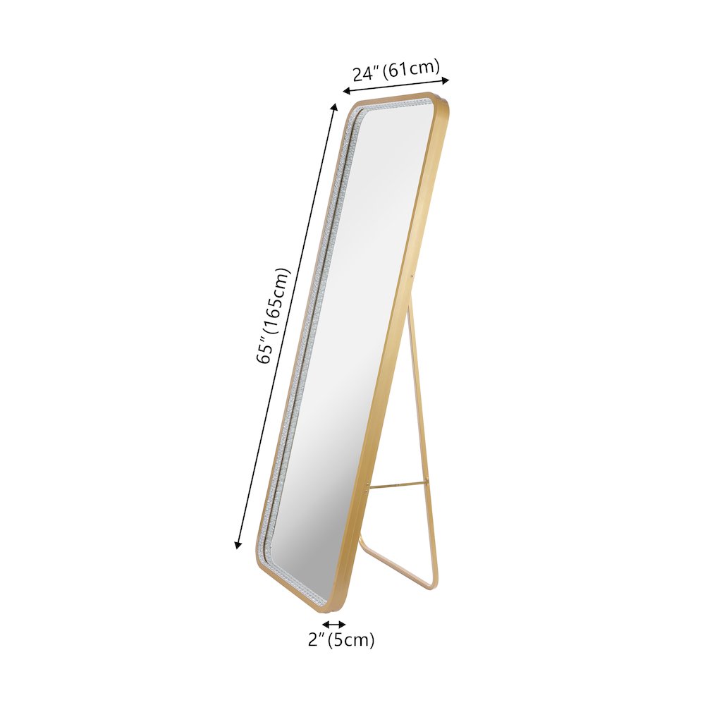 Metal Framed Antifog Front-Lit Tri-Color Wall Or Floor Full-Length Mirror. Picture 1
