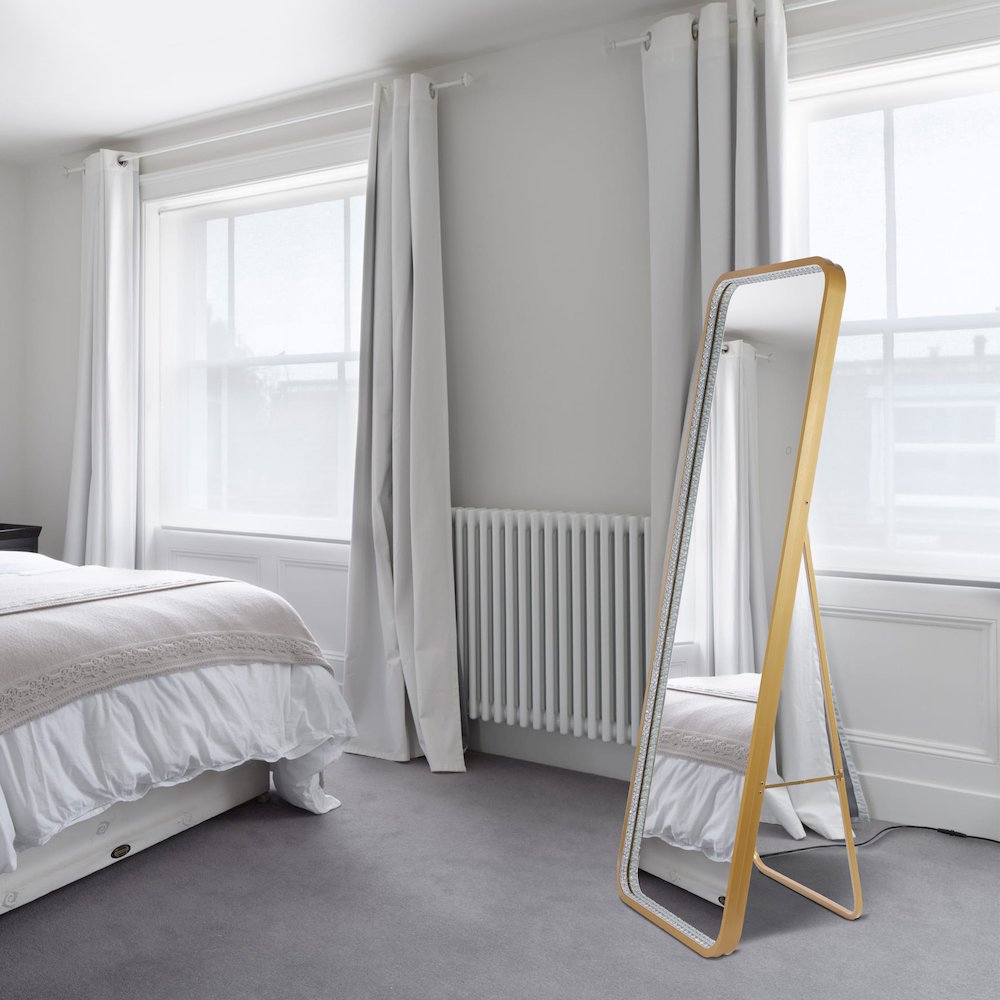 Metal Framed Antifog Front-Lit Tri-Color Wall Or Floor Full-Length Mirror. Picture 4