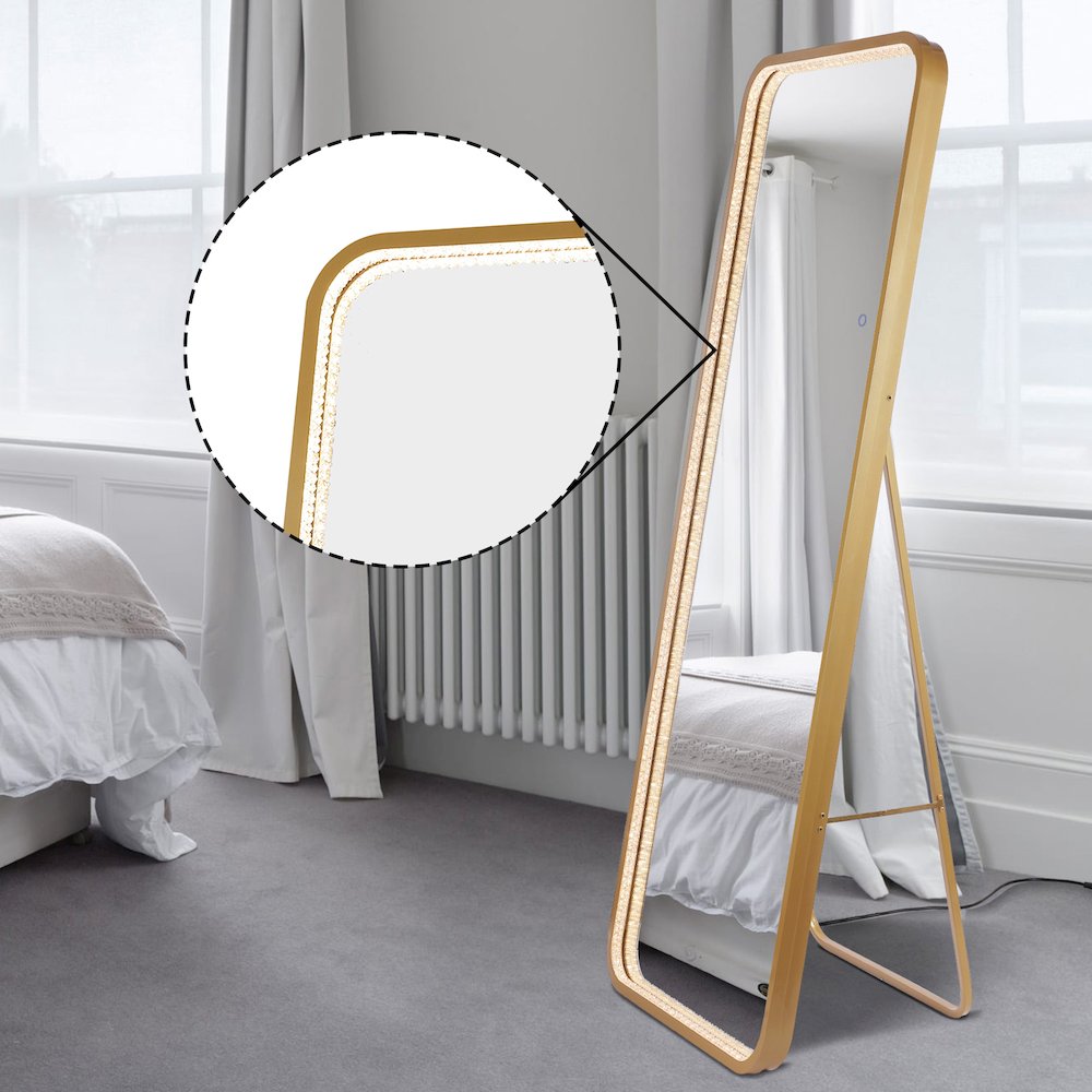 Metal Framed Antifog Front-Lit Tri-Color Wall Or Floor Full-Length Mirror. Picture 3