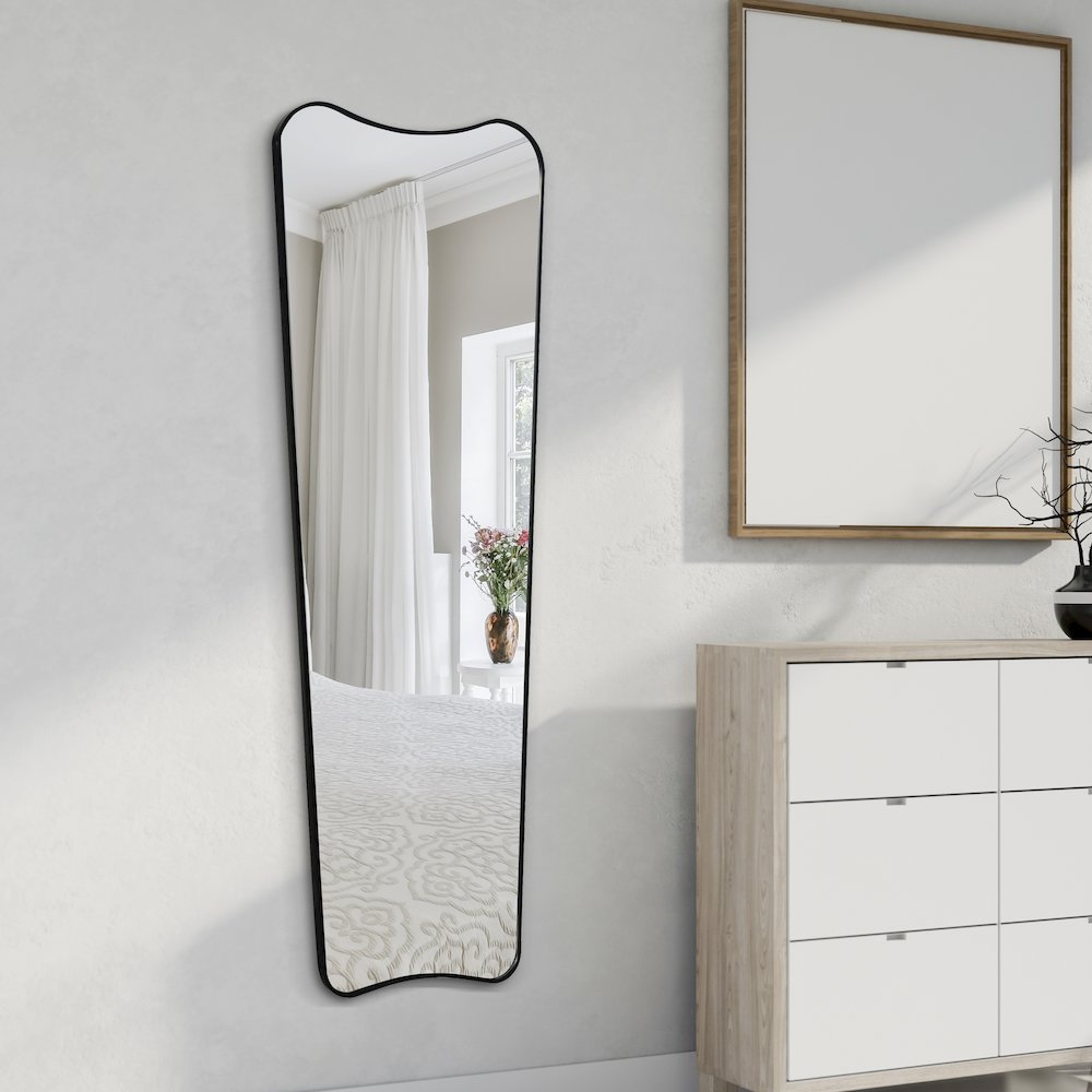 Alfie Large Rectangular Metal Framed Wall Mounted Full-Length Mirror. Picture 2