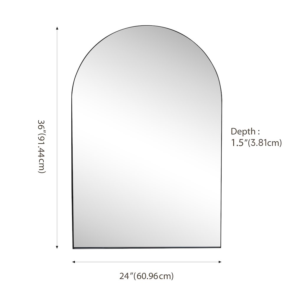 Elodie Medium Arched Metal Framed Wall Mounted Mirror. Picture 1