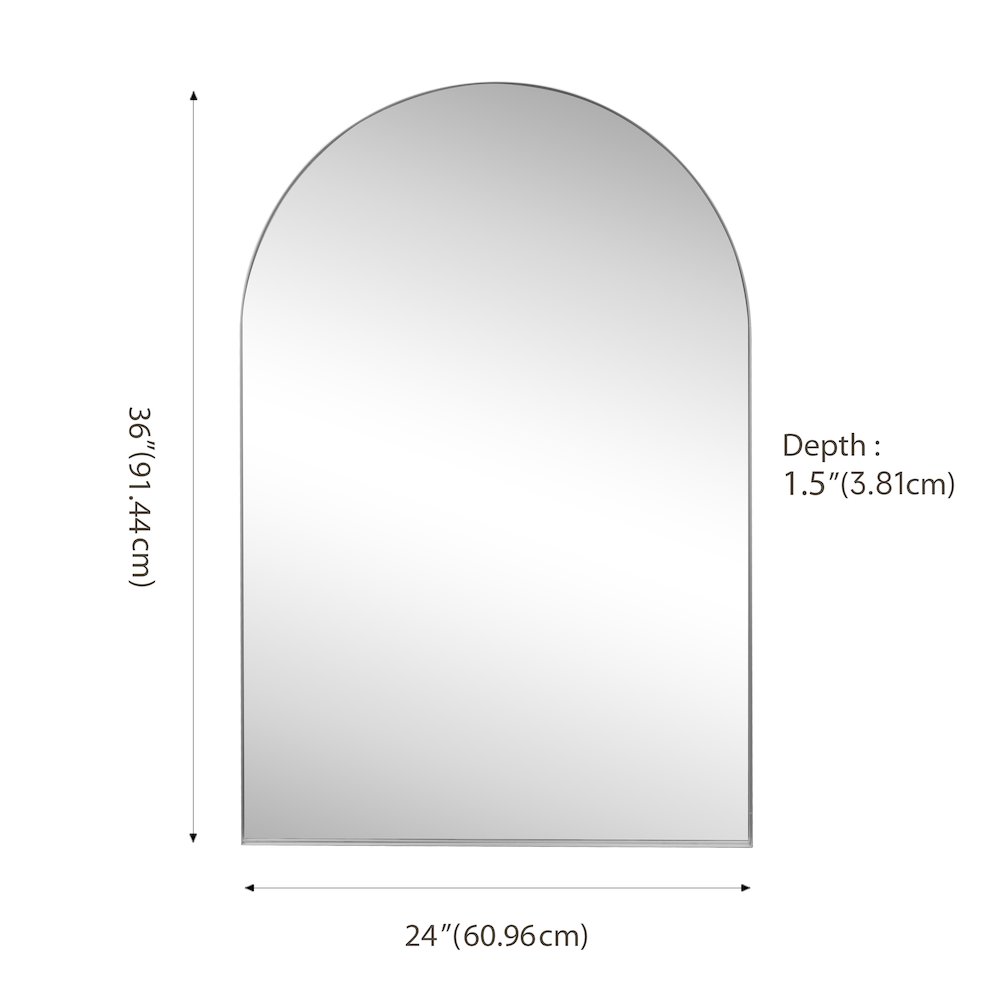 Elodie Medium Arched Metal Framed Wall Mounted Mirror. Picture 1