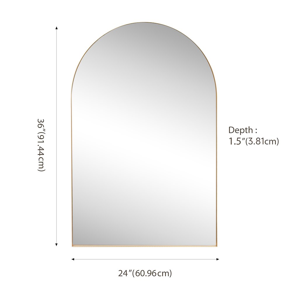 Elodie Medium Arched Metal Framed Wall Mounted Mirror. Picture 1