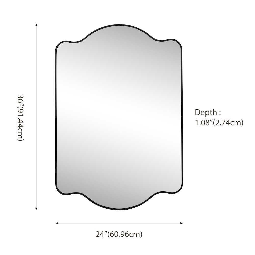 Louisa Medium Scalloped Rectangular Metal Framed Wall Mirror. Picture 1