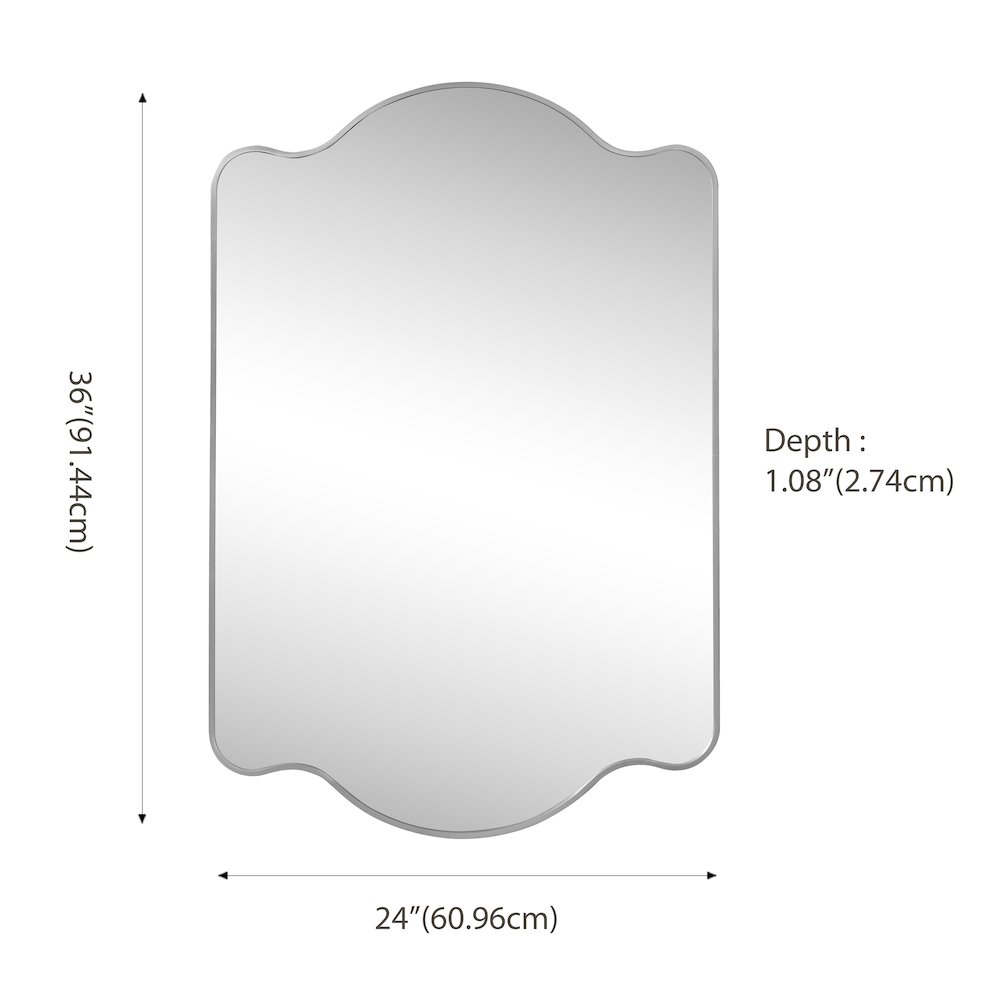 Louisa Medium Scalloped Rectangular Metal Framed Wall Mirror. Picture 1