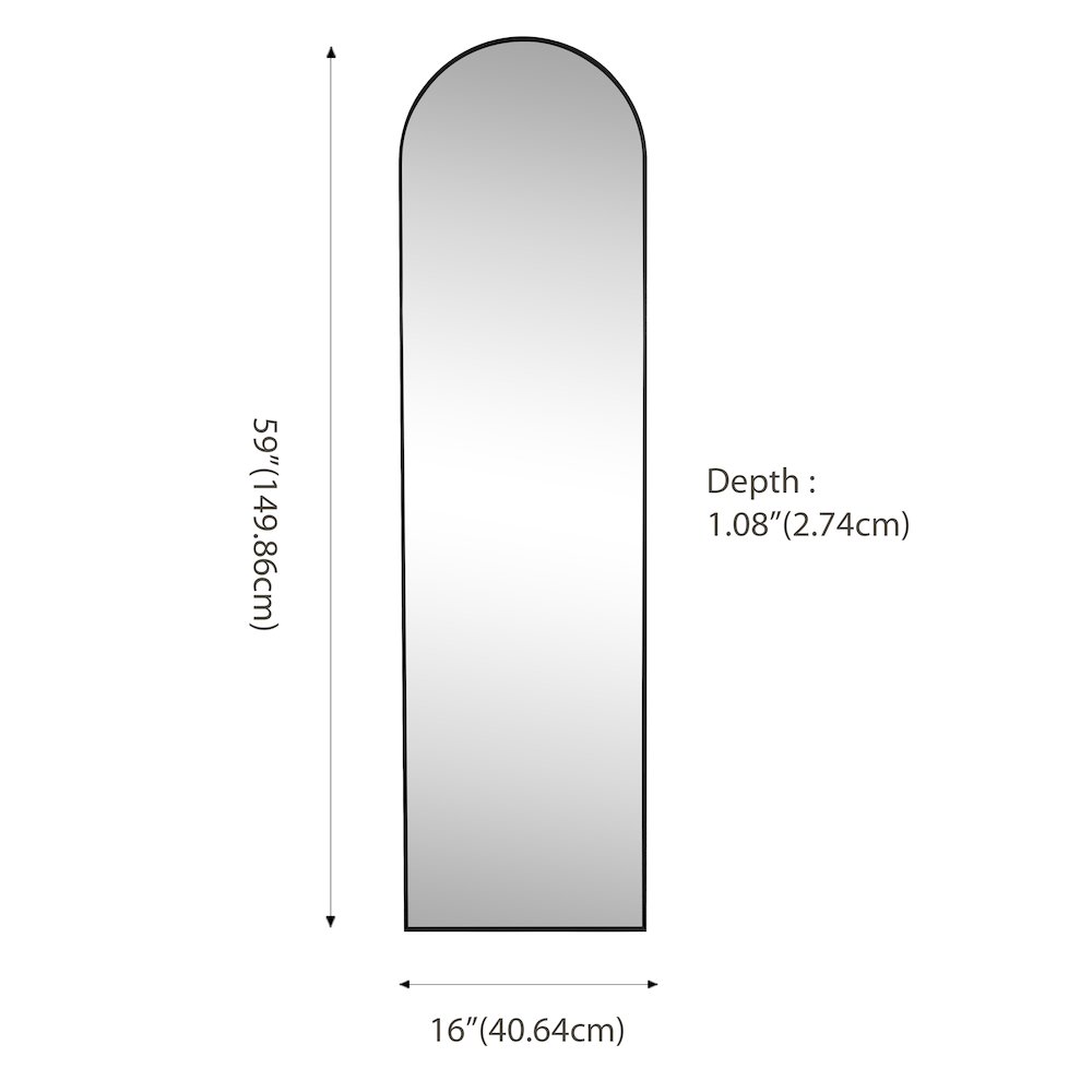 Adrian Large Arched Metal Framed Floor Full-Length Mirror. Picture 1