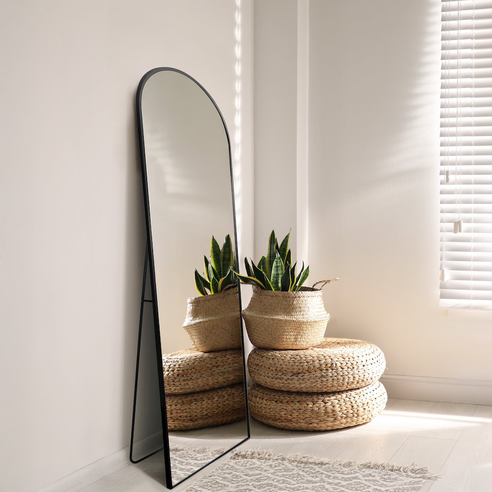 Adrian Large Arched Metal Framed Floor Full-Length Mirror. Picture 2