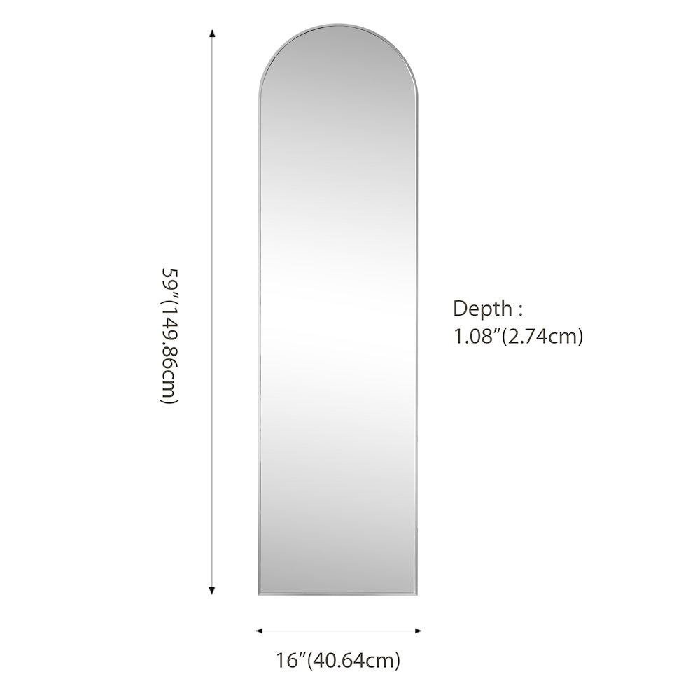 Adrian Large Arched Metal Framed Floor Full-Length Mirror. Picture 1