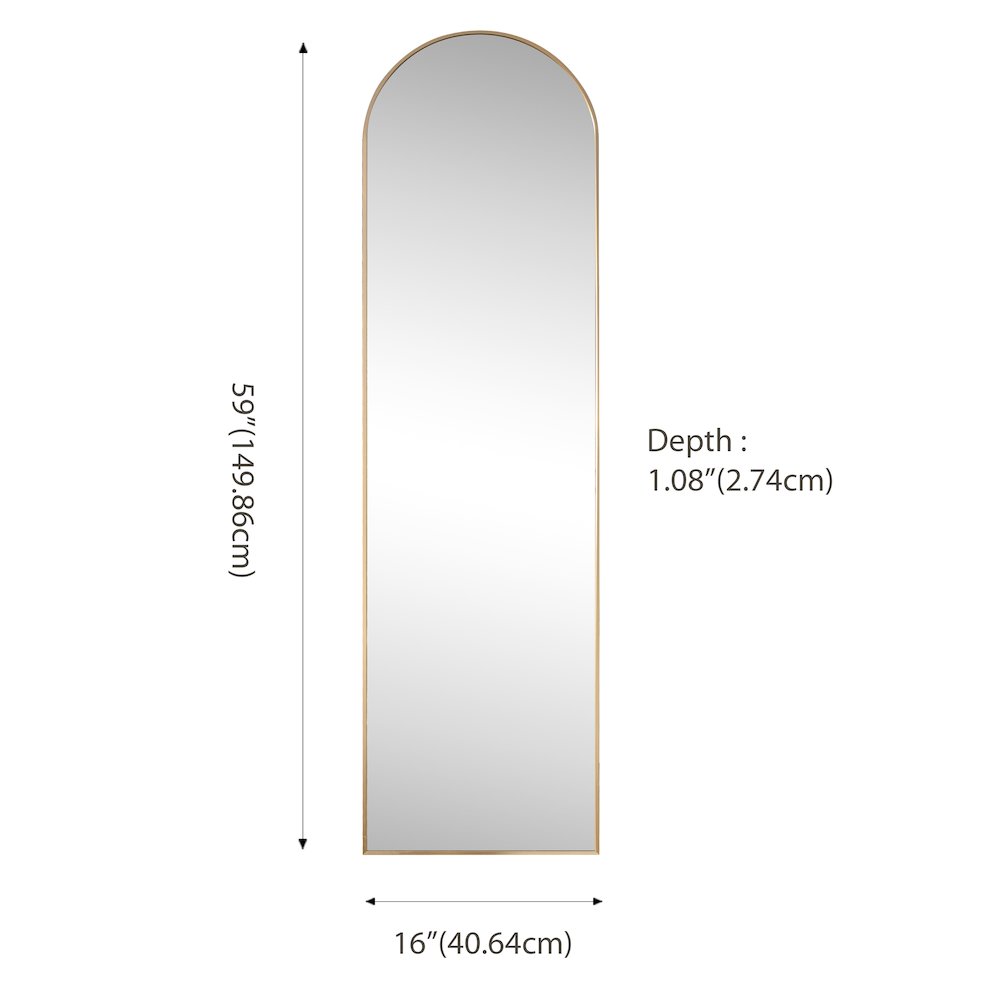 Adrian Large Arched Metal Framed Floor Full-Length Mirror. Picture 1