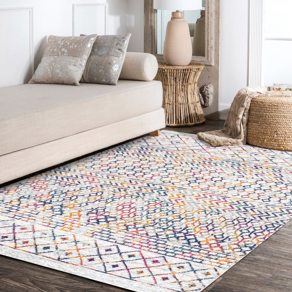 Arta Moroccan Vintage Geometric Rug Area Rug. Picture 10