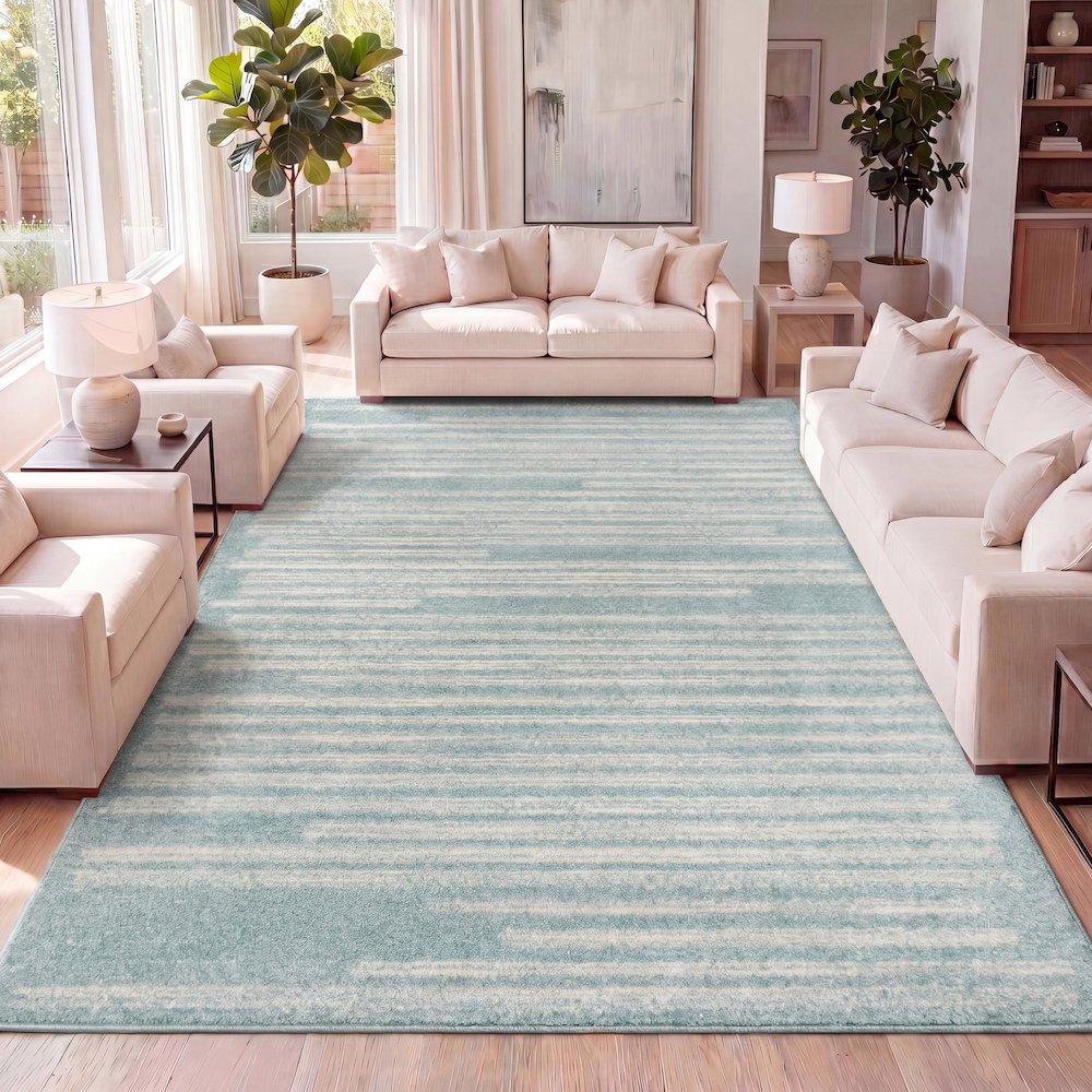 Khalil Modern Berber Stripe Area Rug. Picture 9