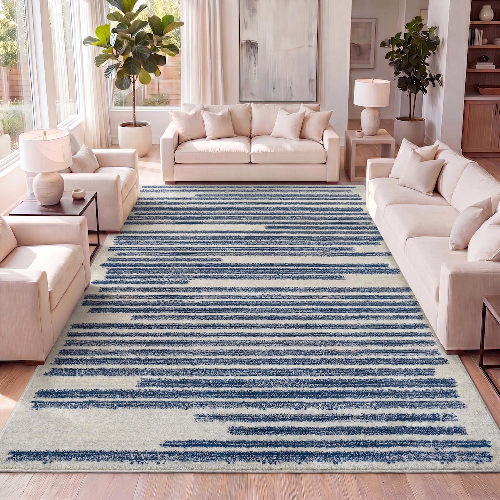 Khalil Modern Berber Stripe Area Rug. Picture 9