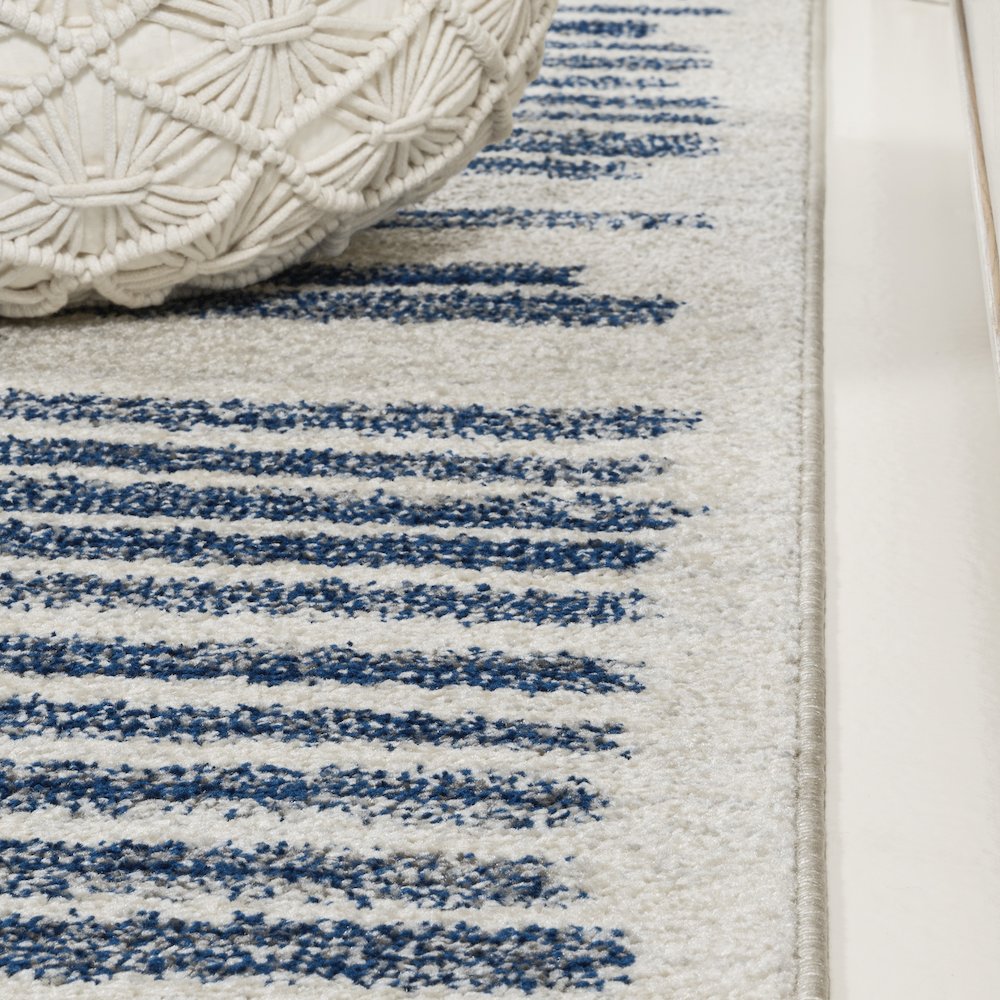Khalil Modern Berber Stripe Runner Rug. Picture 2