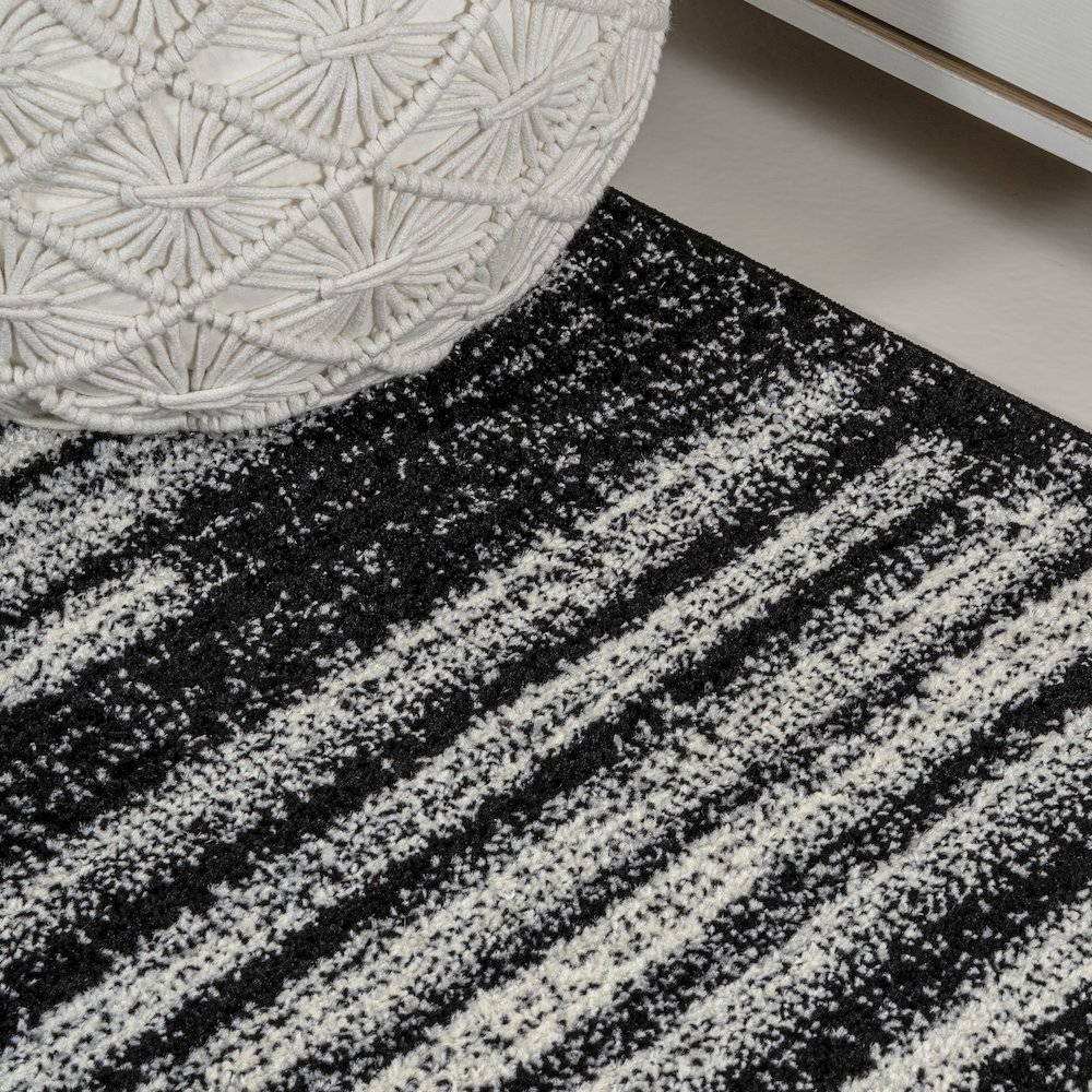 Khalil Modern Berber Stripe Runner Rug. Picture 1