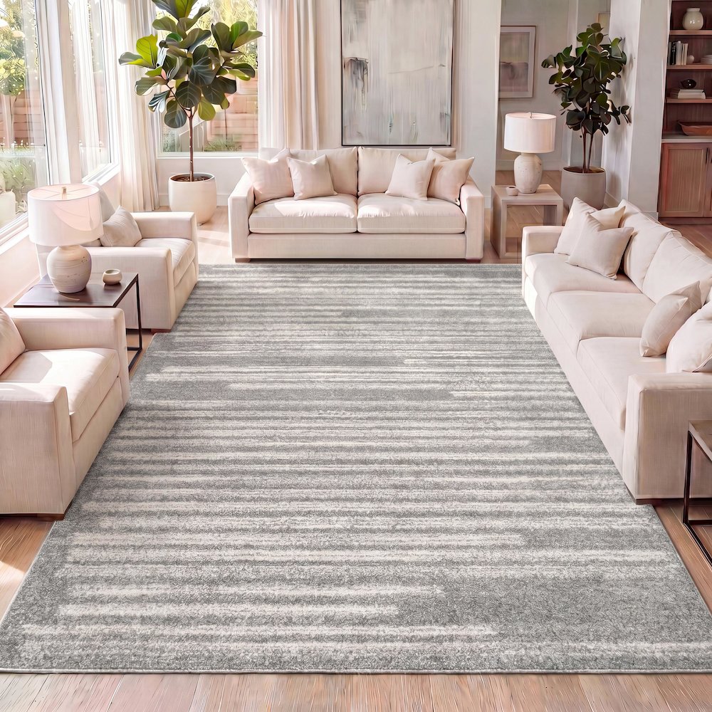 Khalil Modern Berber Stripe Area Rug. Picture 9