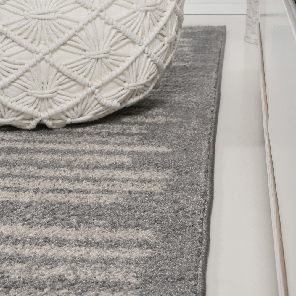 Khalil Modern Berber Stripe Runner Rug. Picture 2