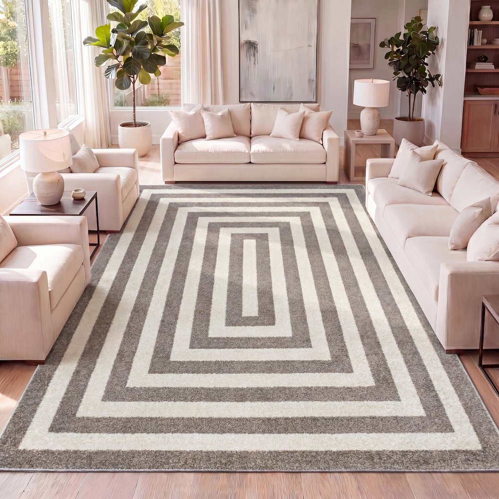 Bandol Modern Classic Mitre Stripe Area Rug. Picture 5