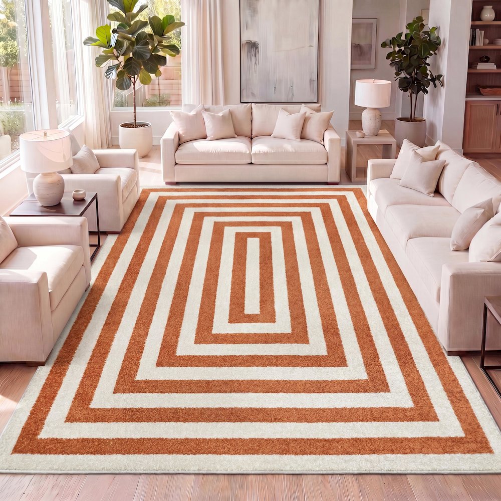 Bandol Modern Classic Mitre Stripe Area Rug. Picture 5