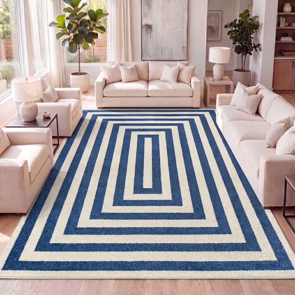 Bandol Modern Classic Mitre Stripe Area Rug. Picture 5