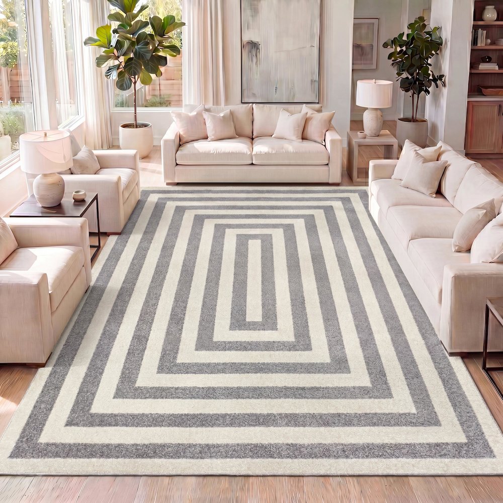 Bandol Modern Classic Mitre Stripe Area Rug. Picture 5