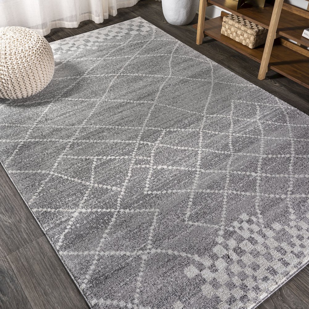 Asilah Moroccan Modern Diamond Area Rug. Picture 4