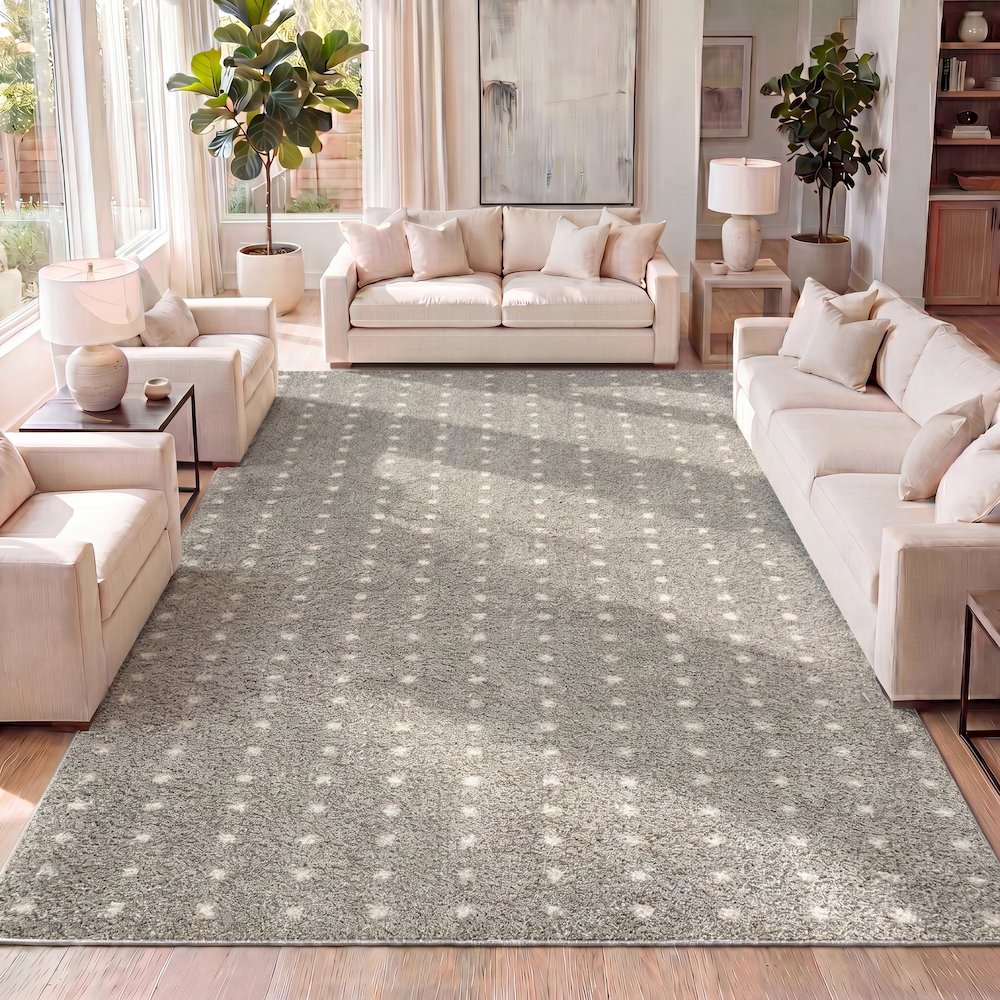 Pele Modern Geometric Dot Shag Area Rug. Picture 9