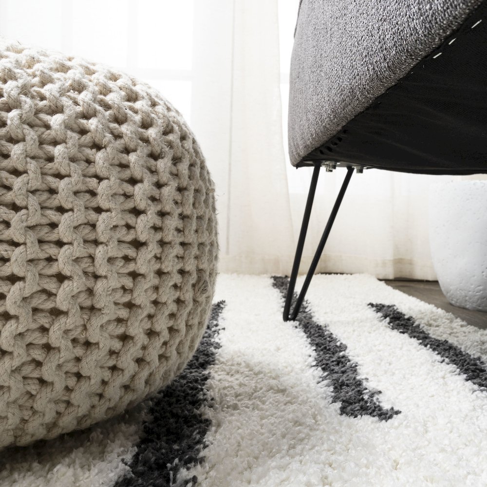 Alaro Berber Stripe Shag Area Rug. Picture 7
