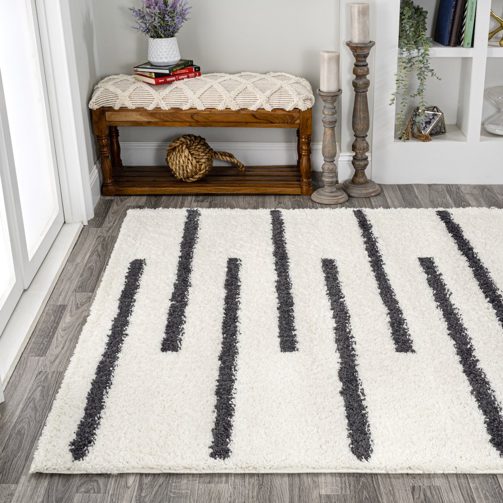 Alaro Berber Stripe Shag Area Rug. Picture 3