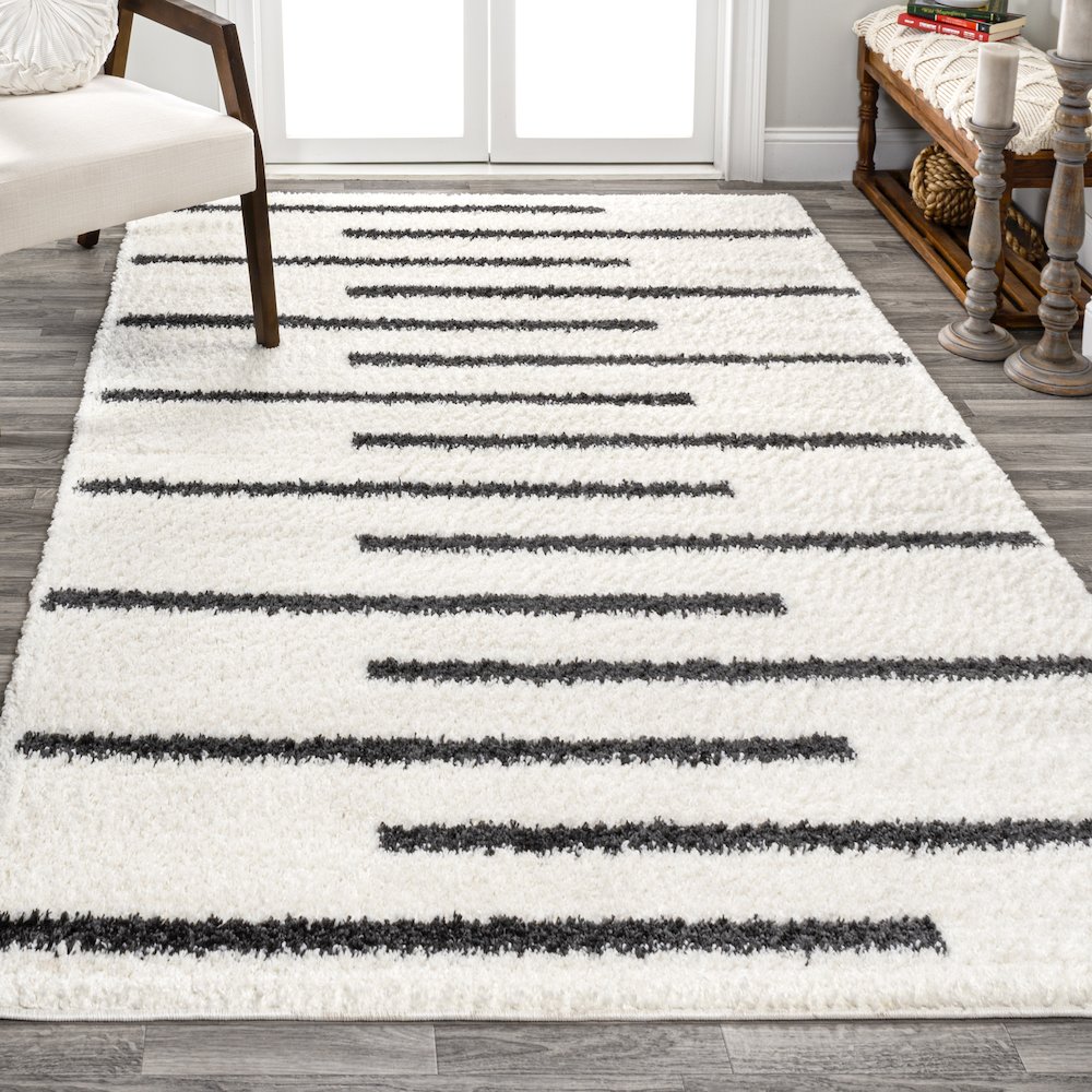 Alaro Berber Stripe Shag Area Rug. Picture 4