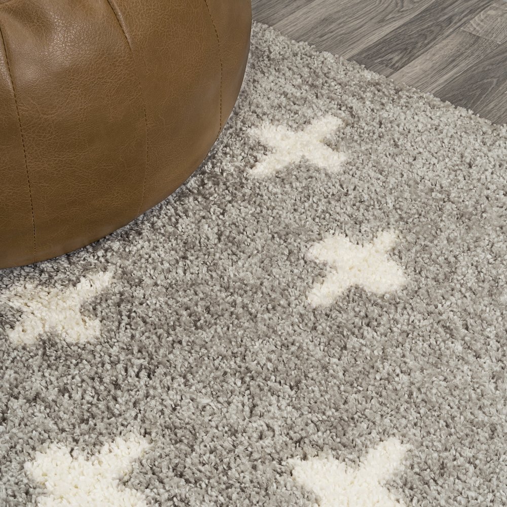 Cristo Berber Geometric Shag Runner Rug. Picture 1