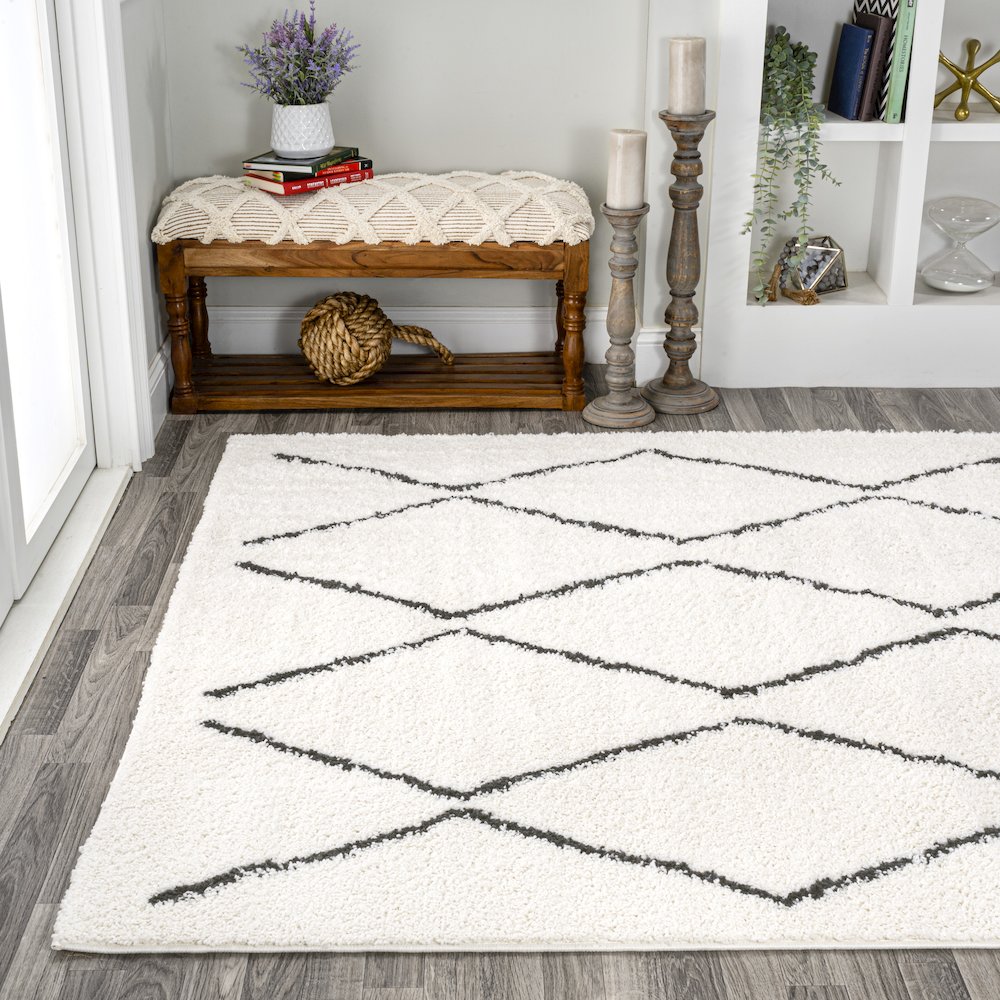 Catala Moroccan Diamond Shag Area Rug. Picture 3