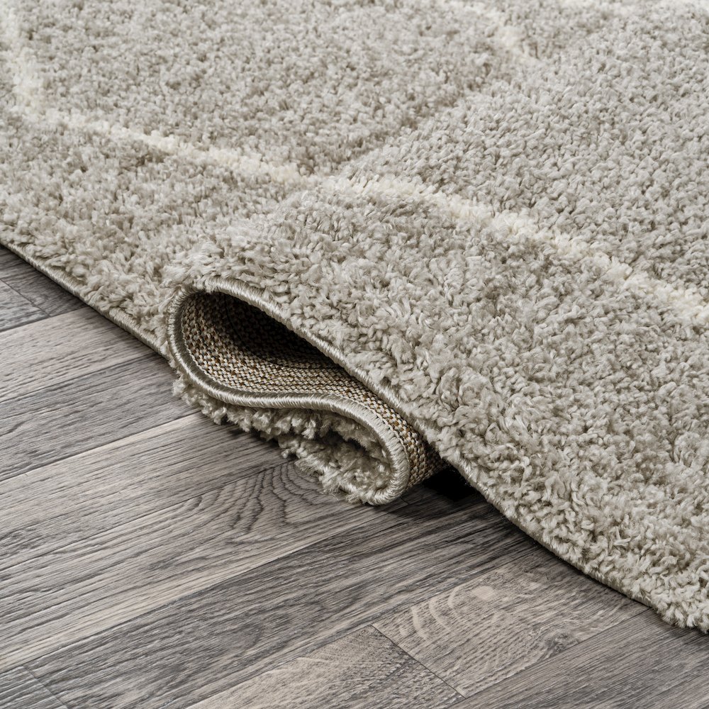 Catala Moroccan Diamond Shag Runner Rug. Picture 3