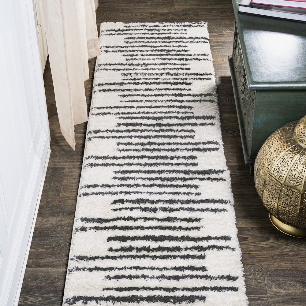 Petra Stripe Geometric Shag Area Rug. Picture 2
