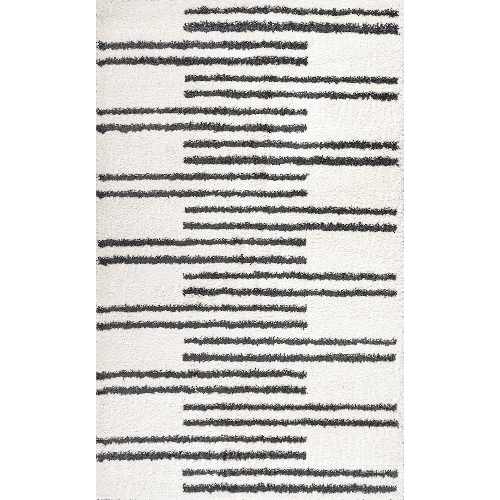 Petra Stripe Geometric Shag Area Rug. Picture 1